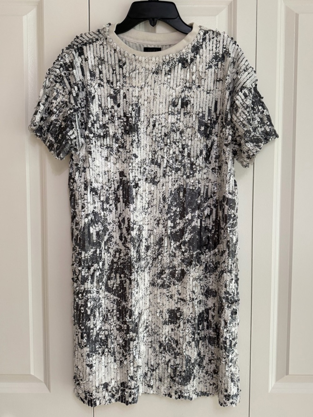 NWT Sen Reversible Sequin Mini Dress White Gray Flip Sequin XS Party Dress